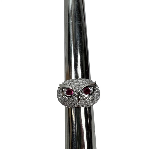 GLD Iced Owl Ring Vermeil .925 - Picture 4 of 9